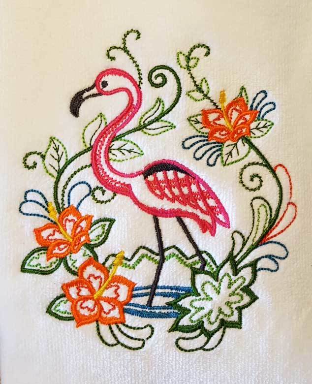 Flamingo and Floral Towel Flamingo and Floral Towel