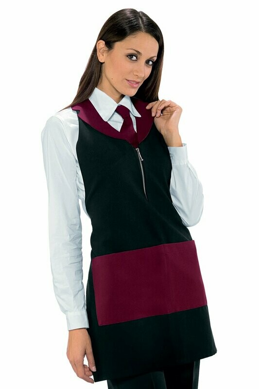 Grembiule Madeira con zip nero + bordeaux
