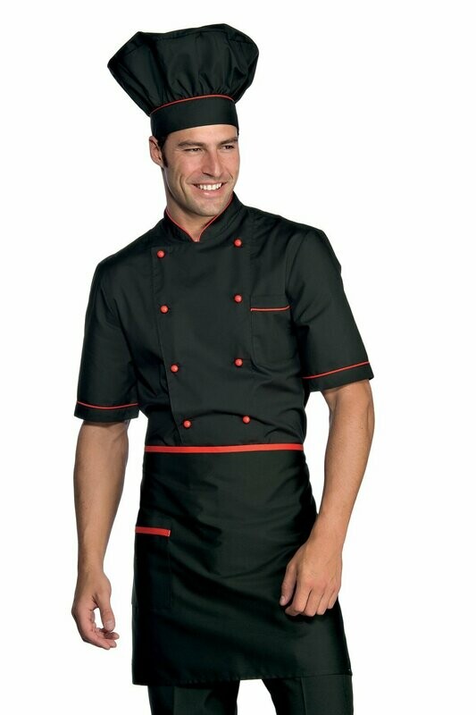 Grembiule vita con tasca nero + rosso
