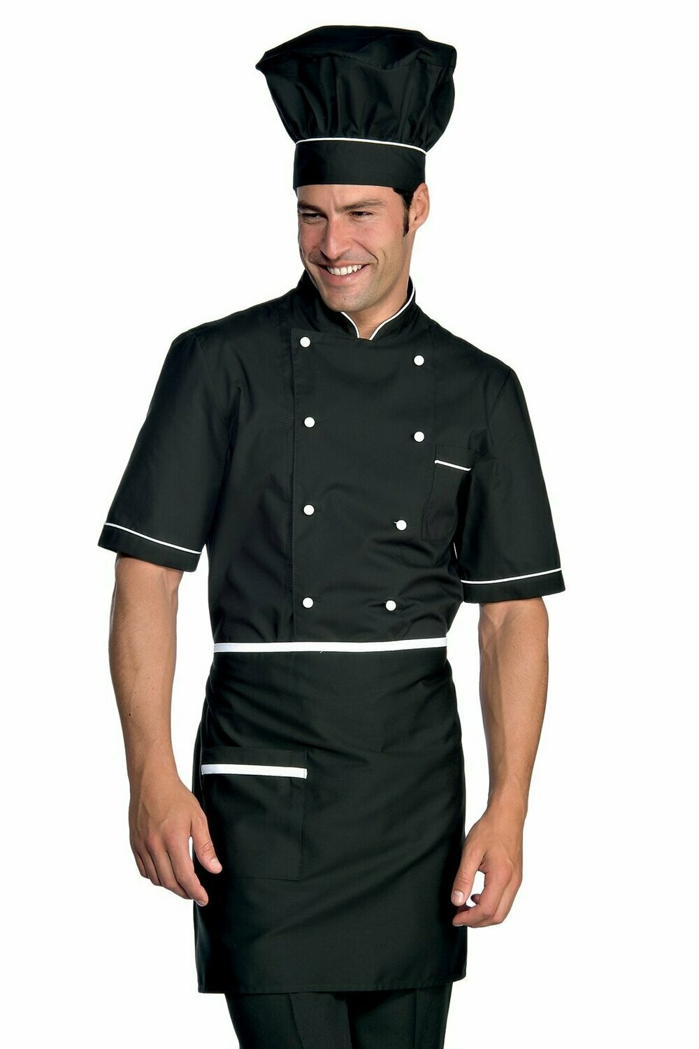 Grembiule vita con tasca nero + bianco