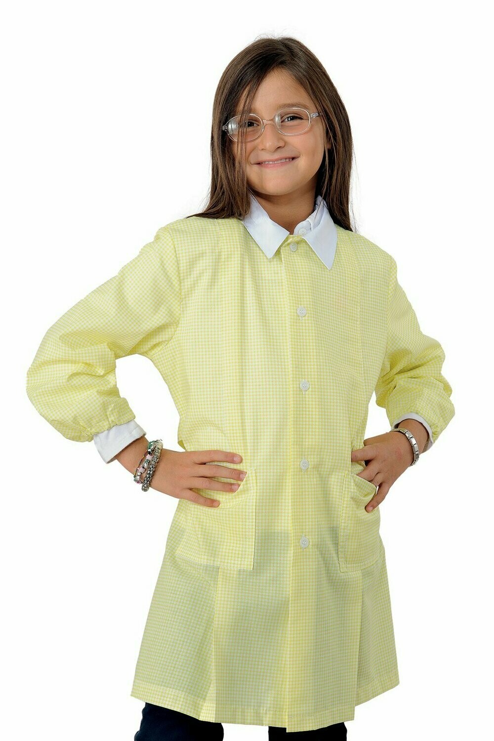 Grembiule unisex Pollicino quadretto giallo