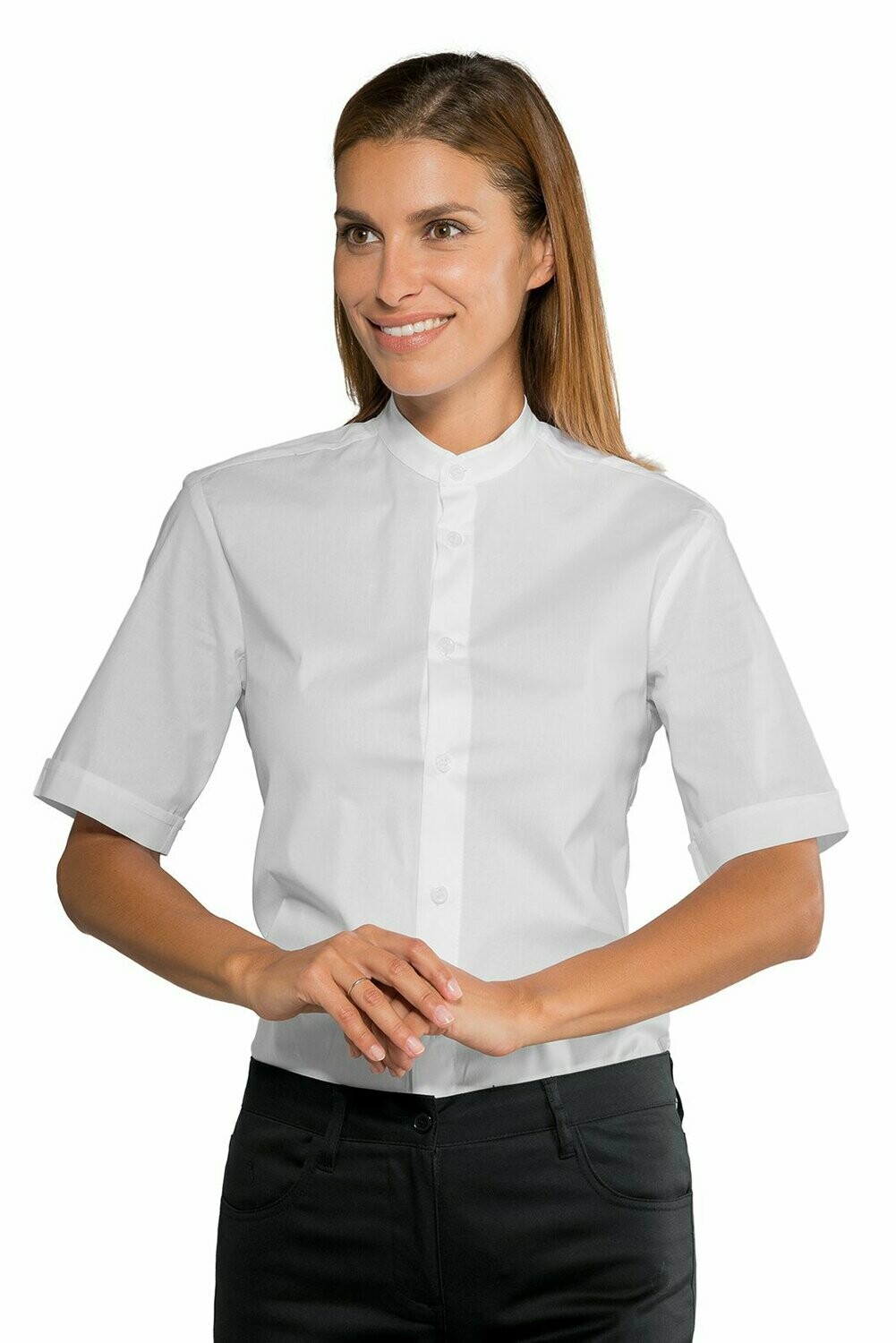 Camicia Detroit unisex stretch mezza manica bianco