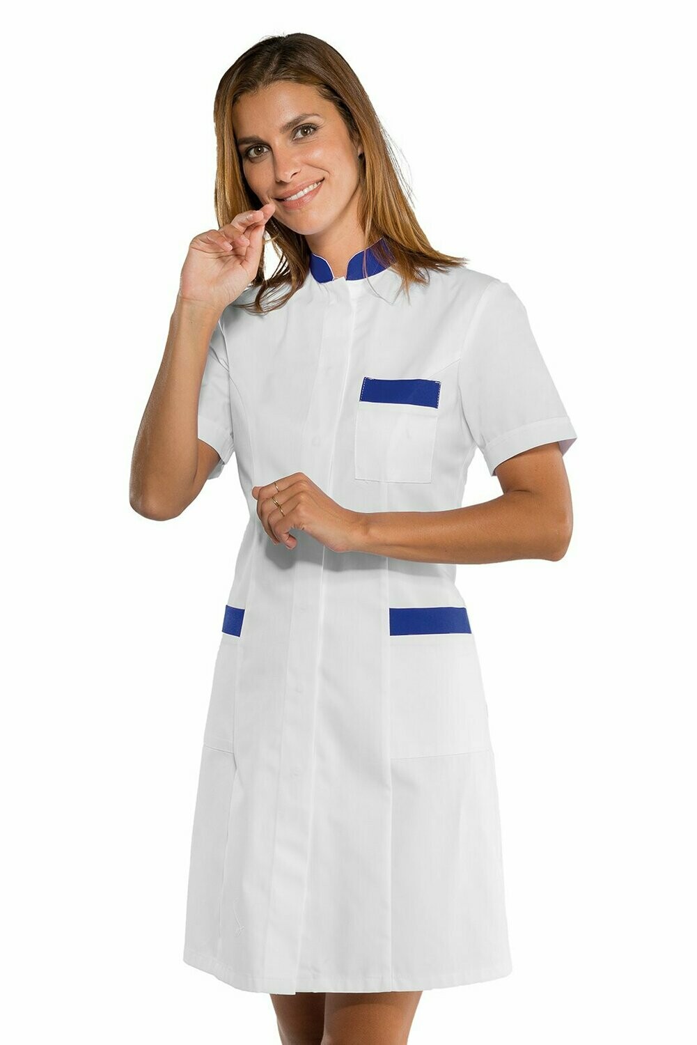 Camice Catalina mezza manica bianco + blu Cina