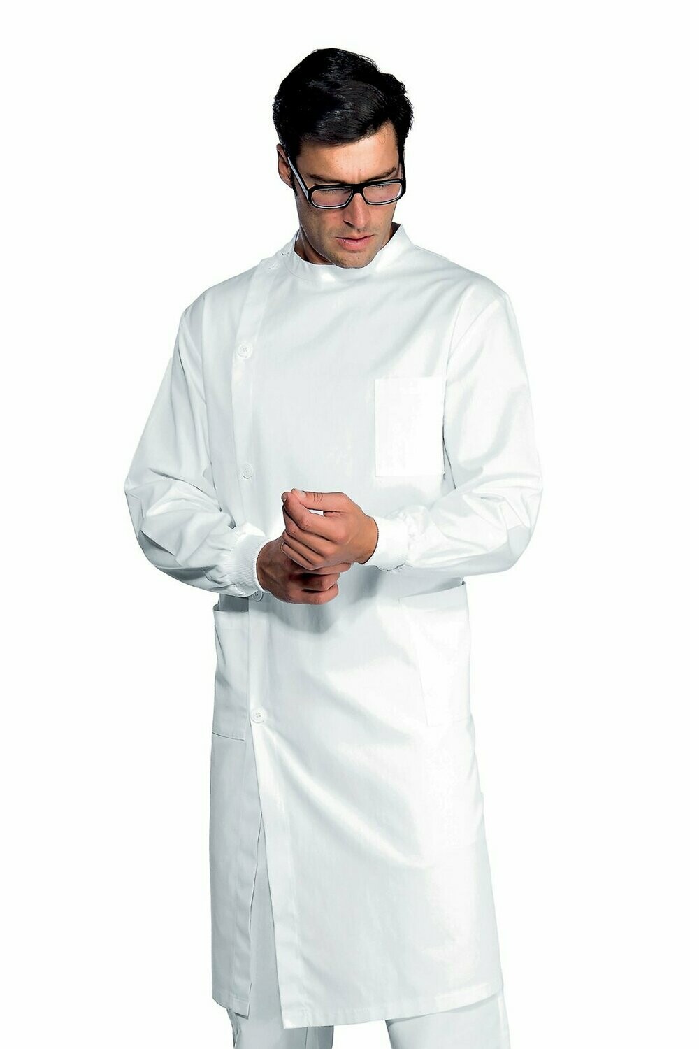 Camice dentista polsi in maglia bianco