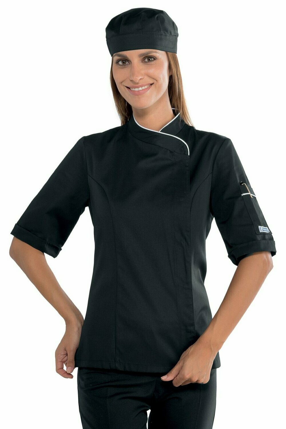 Giacca Lady snaps mezza manica nero + bianco