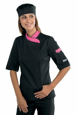 Giacca Lady snaps mezza manica nero  + fuxia