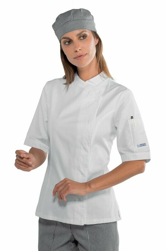 Giacca Lady snaps mezza manica bianco