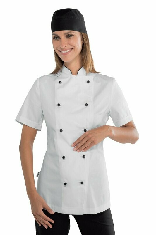 Giacca lady chef mezza manica bianco + nero