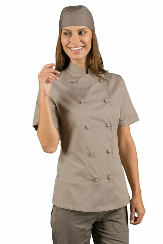 Giacca lady chef mezza manica  tortora