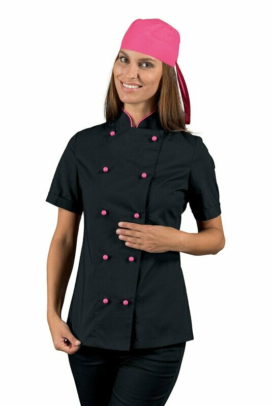 Giacca lady extra light mezza manica  nero + fuxia