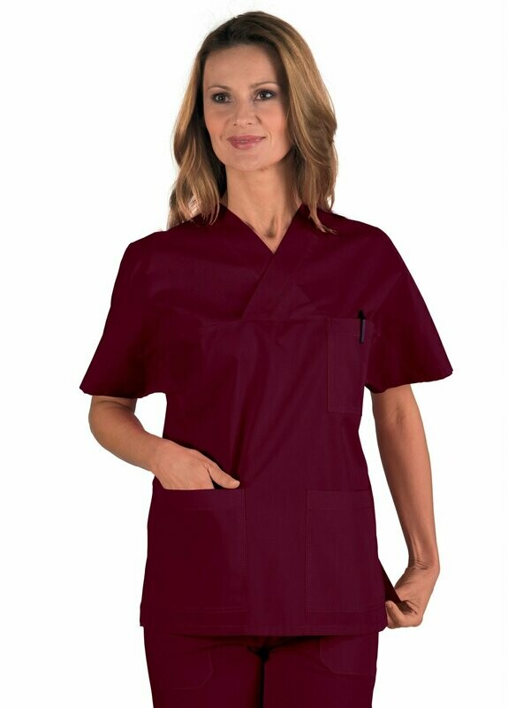 Casacca collo a V mezza manica bordeaux