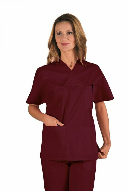 Casacca collo a V mezza manica bordeaux