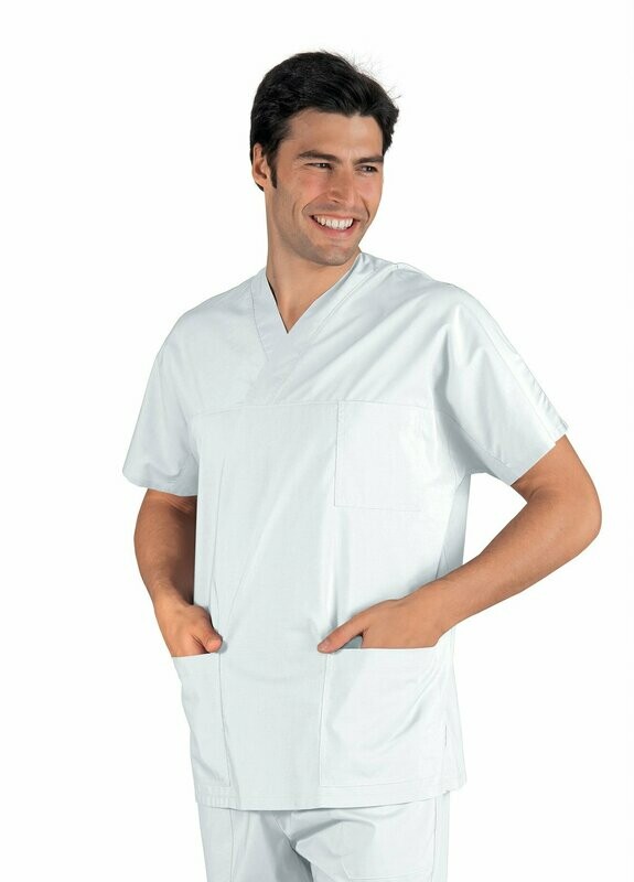 Casacca collo a V mezza manica bianco