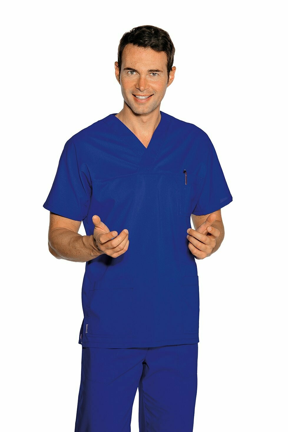 Casacca collo a V mezza manica blu Cina