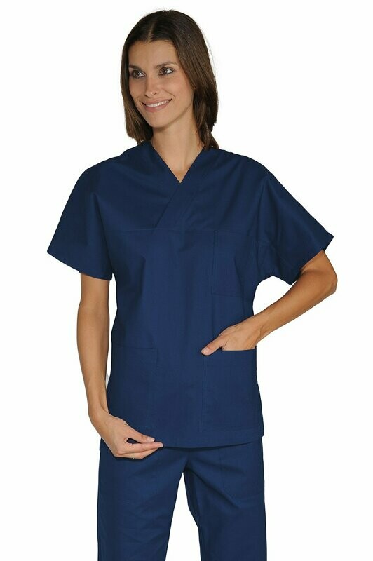 Casacca collo a V mezza manica blu