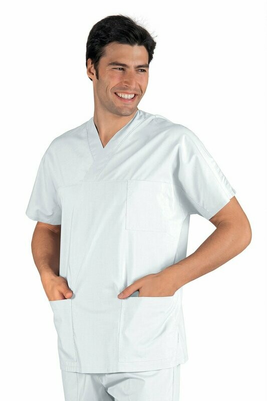 Casacca collo a V mezza manica bianco