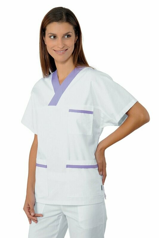 Casacca collo a V mezza manica bianco + lilla