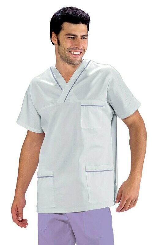 Casacca collo a V mezza manica bianco + lilla