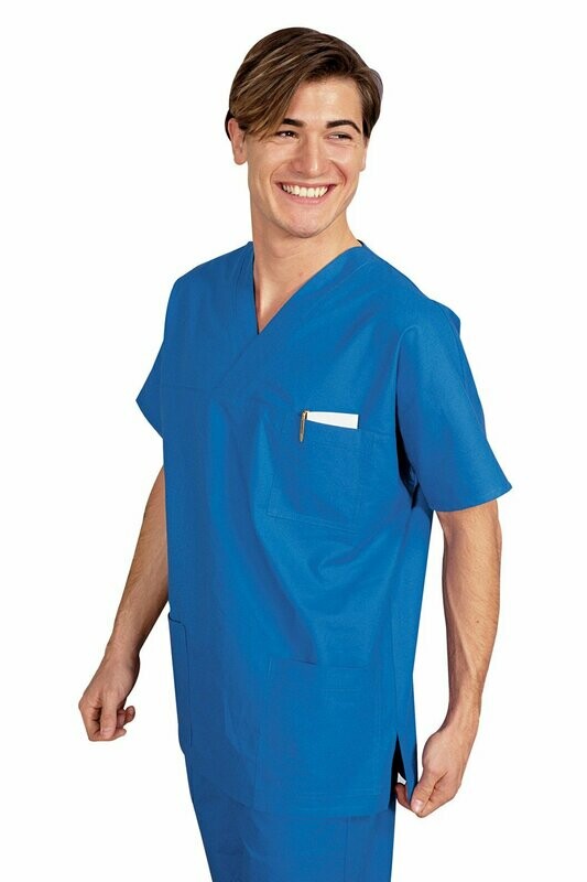Casacca collo a V mezza manica azzurro