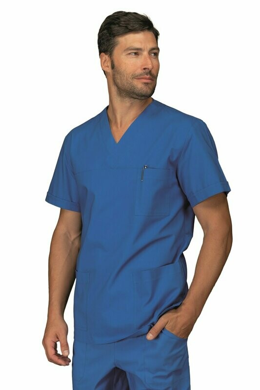 Casacca collo a V mezza manica azzurro
