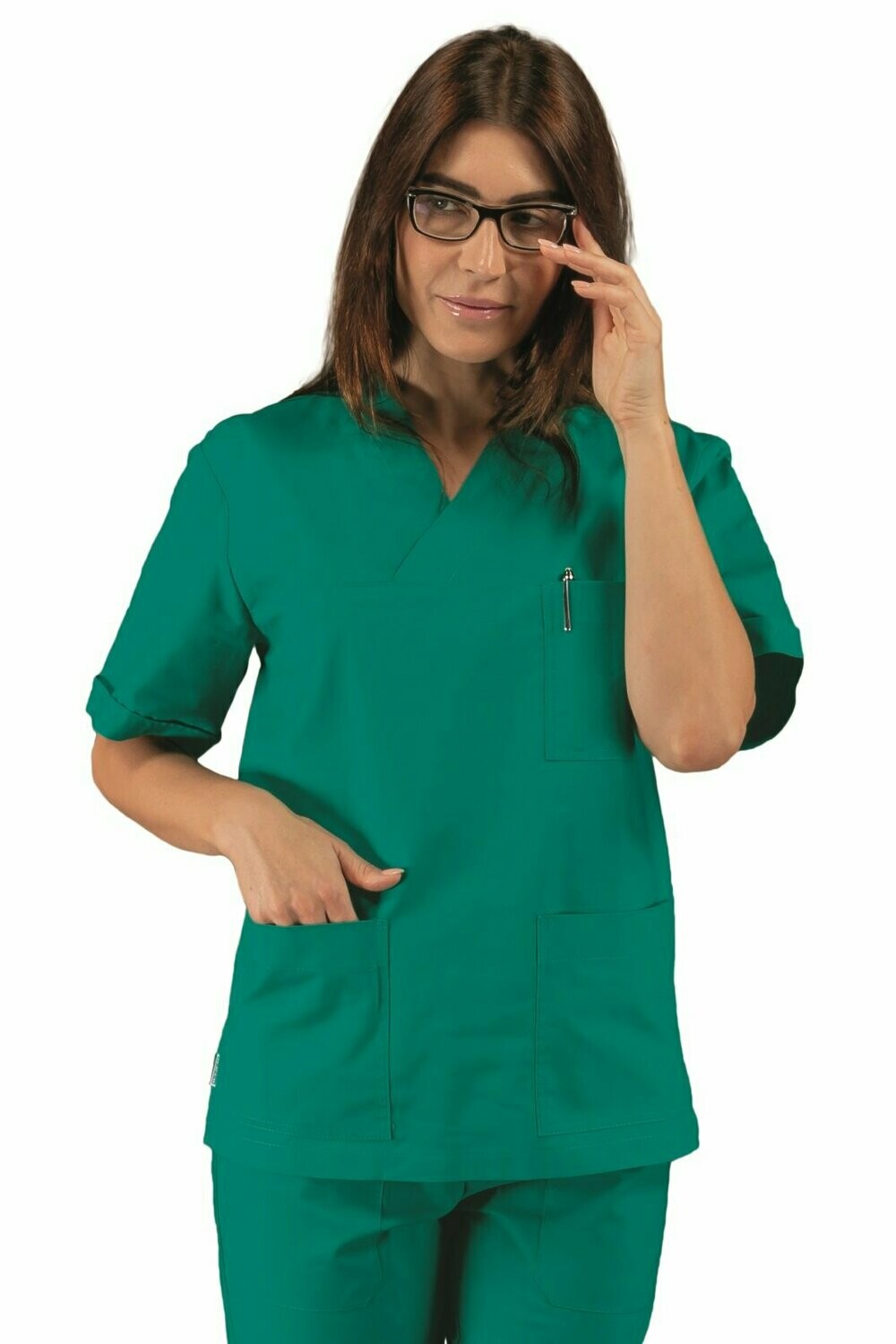 Casacca collo V mezza manica verde