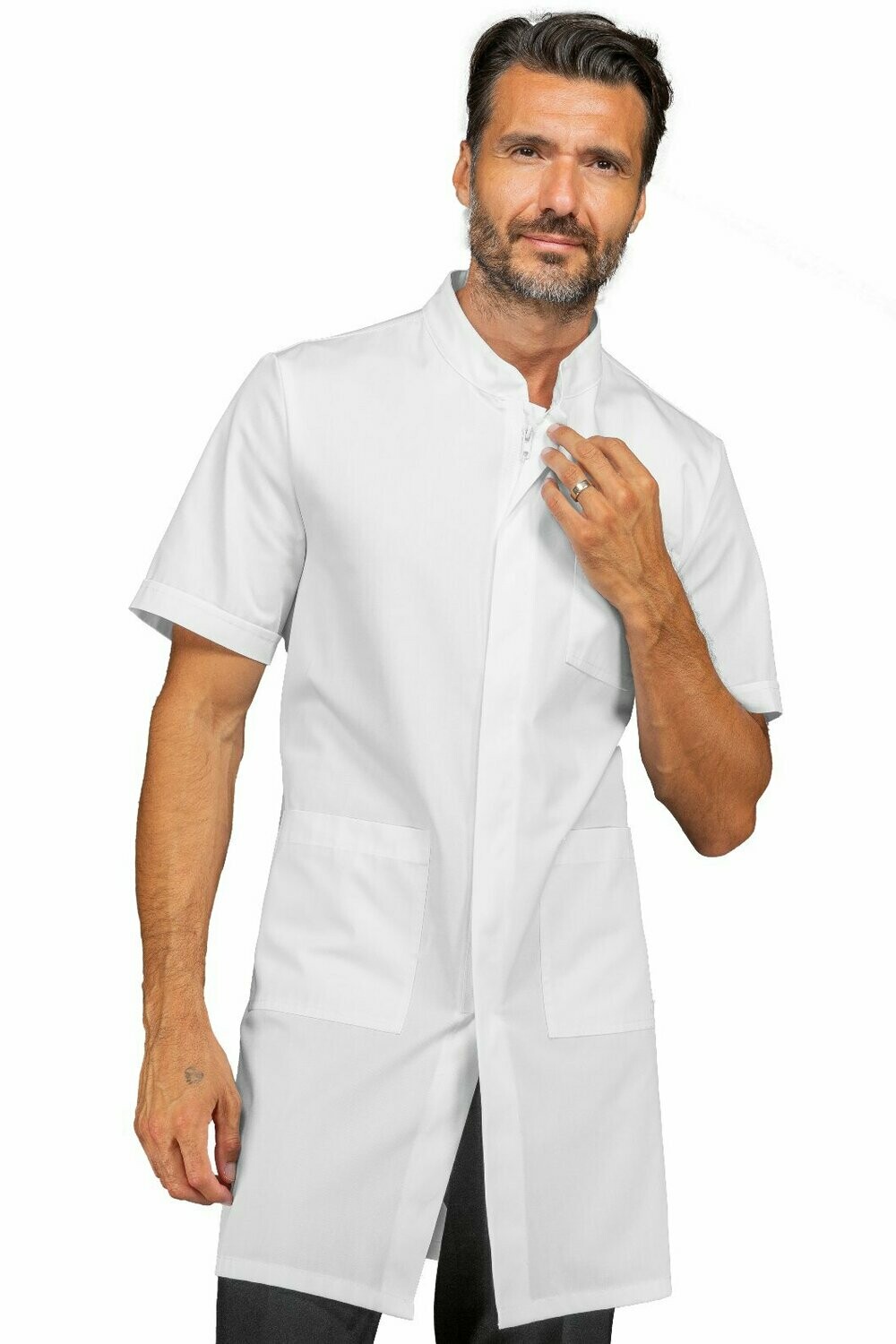 Camice Dover mezza manica zip bianco