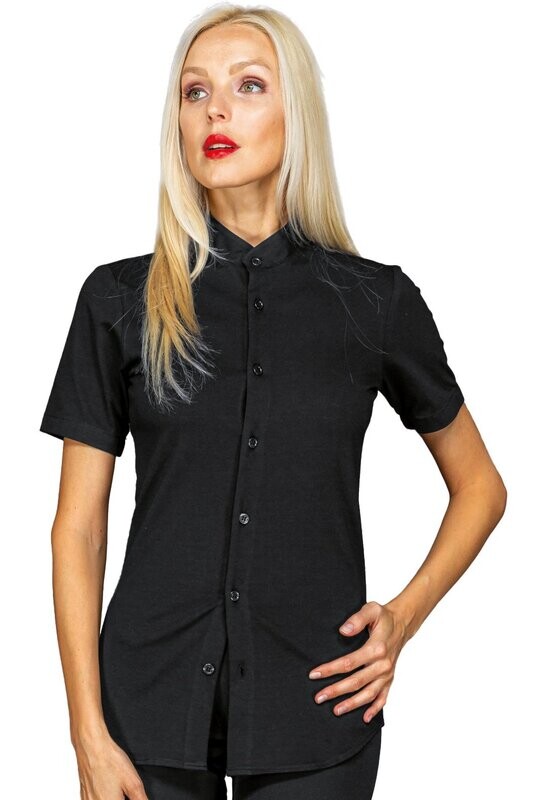 Camicia unisex manica corta Portorico stretch nero