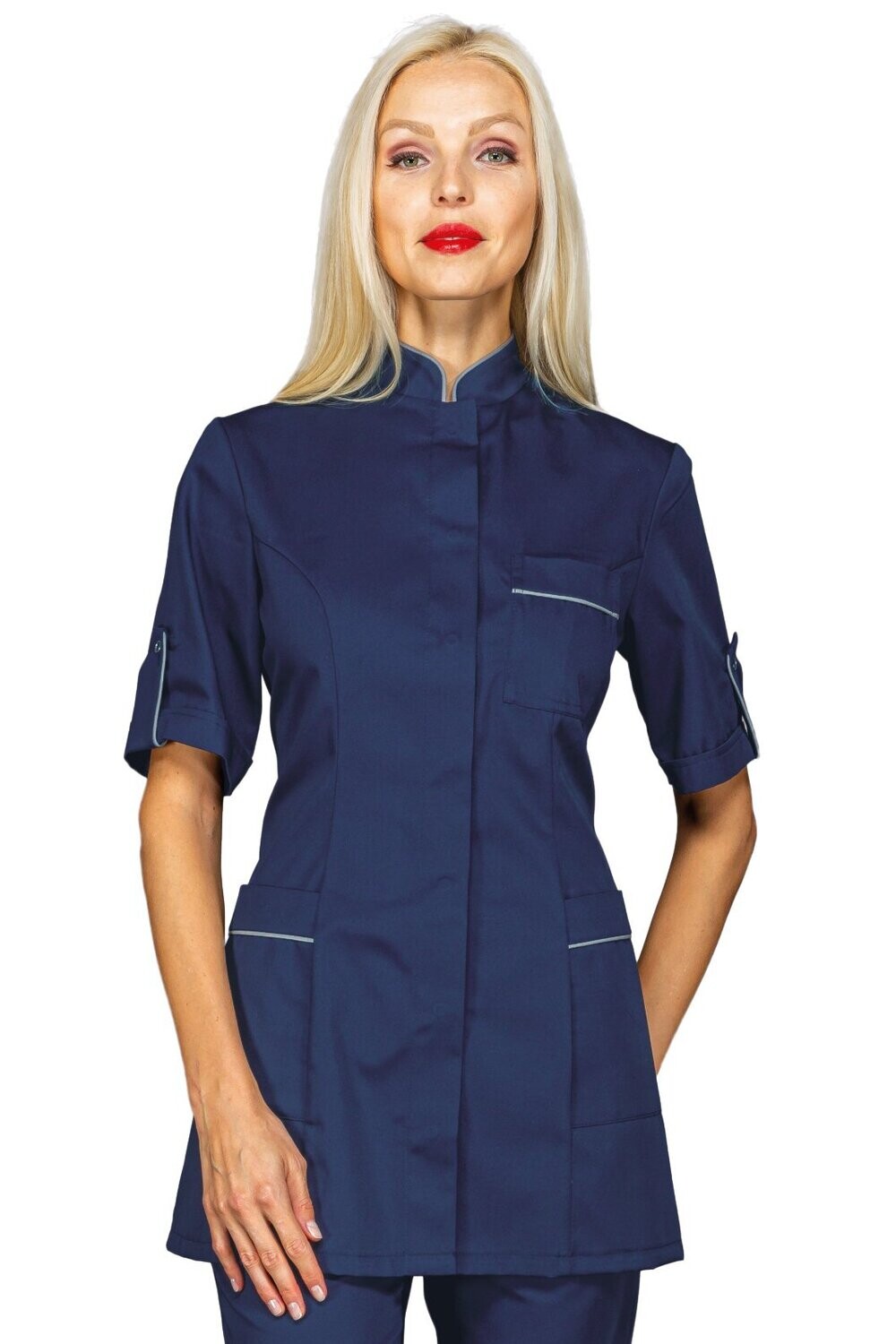 Casacca Antigua mezza manica blu + codino grigio