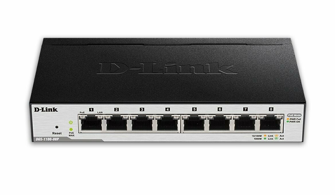 D-Link 8-Port Gigabit Network Switch (DGS-1100-08P) (2-PACK)