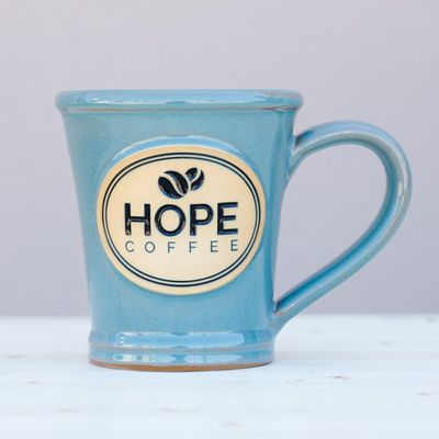 HOPE Coffee 10 oz Handcrafted Stoneware Mug - Julep Style Seafoam Glaze