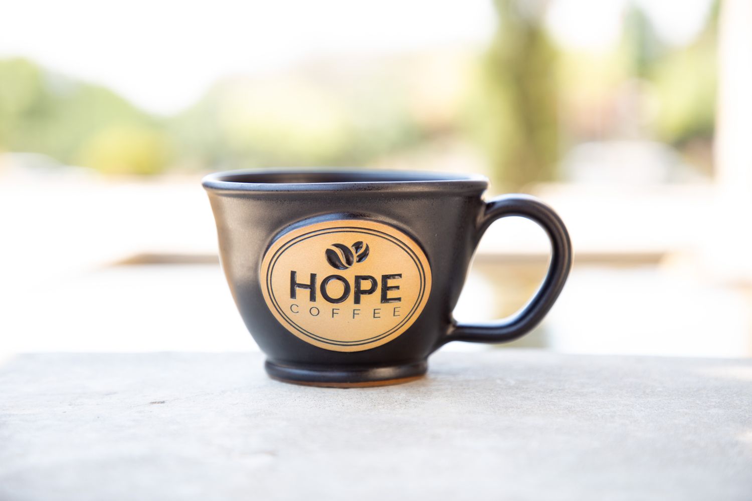 HOPE Coffee 10oz Handcrafted Stoneware Mug - French Latte Style Onyx Glaze