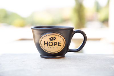 HOPE Coffee 10oz Handcrafted Stoneware Mug - French Latte Style Onyx Glaze
