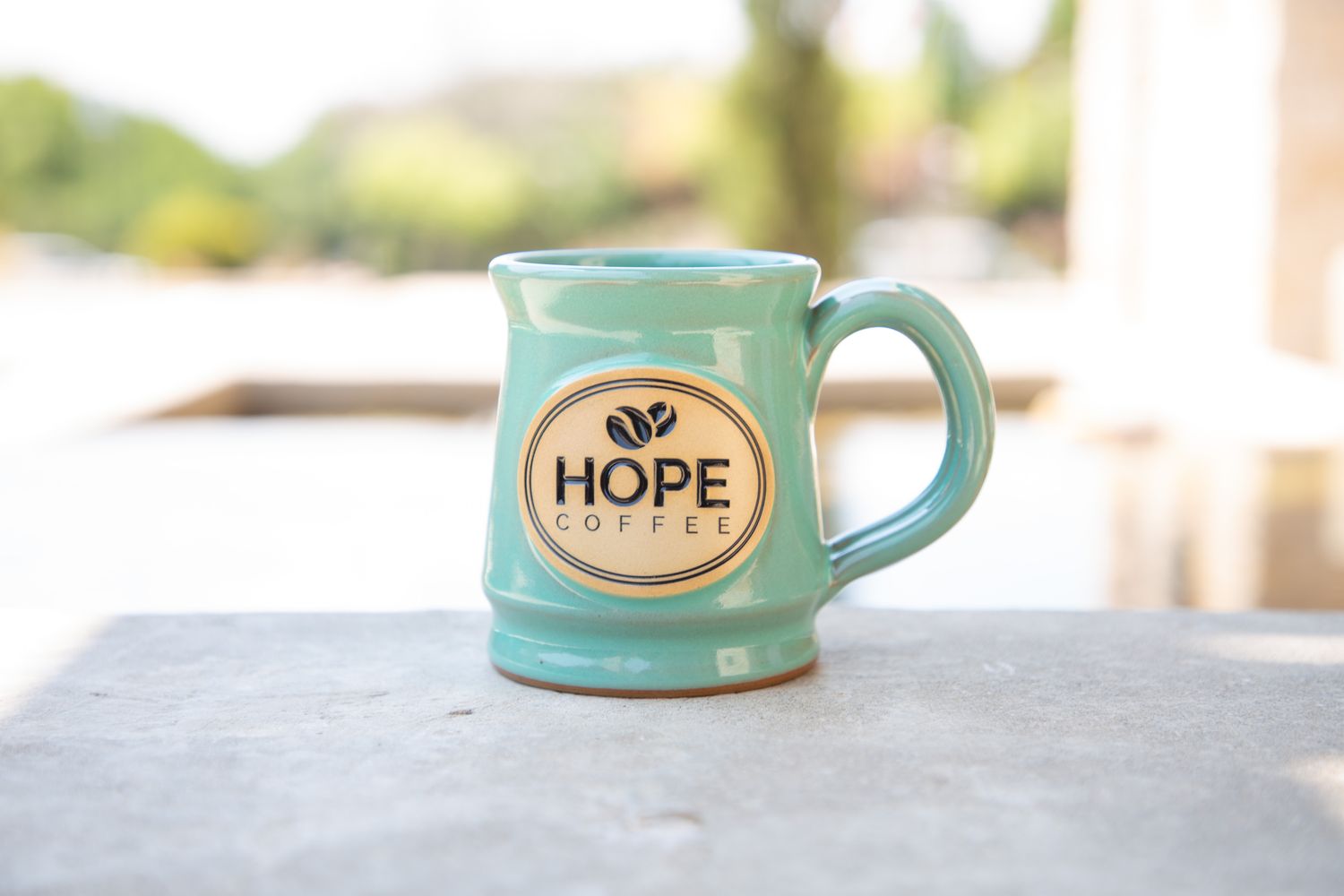 HOPE Coffee 10 oz Handcrafted Stoneware Mug - Footed Style Mint Glaze