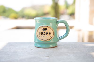 HOPE Coffee 10 oz Handcrafted Stoneware Mug - Footed Style Mint Glaze