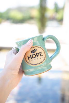 HOPE Coffee 10 oz Handcrafted Stoneware Mug - Footed Style Mint Glaze