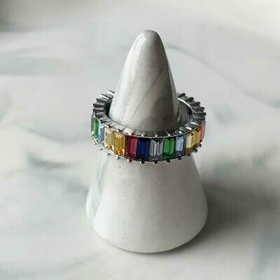 Colorful ring met zirkonia steentjes 925 sterling zilver