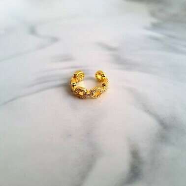 Chain met zirkonia steentjes ear cuff goud/925 sterling zilver