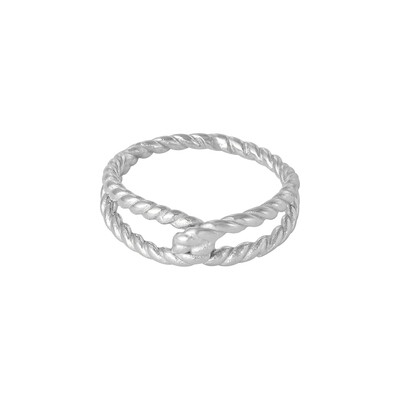 Twisted rope ring stainless steel zilver