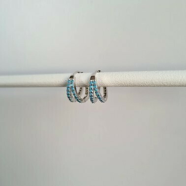 Twin oorbellen met blauwe steentjes 925 sterling zilver
