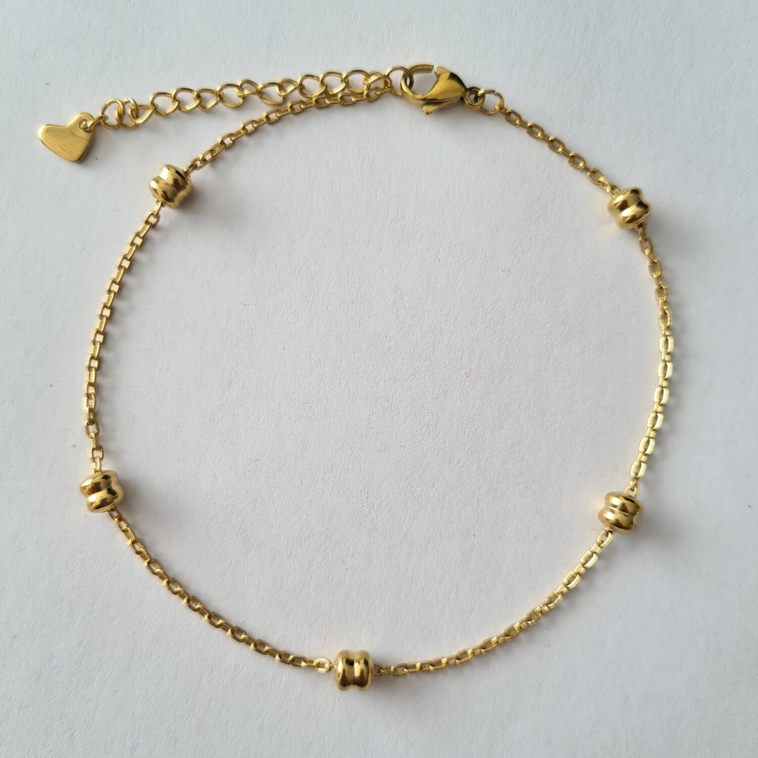 Double beads enkelbandje goud/stainless steel