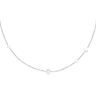 Open en closed perfect stars ketting zilver Stainless steel