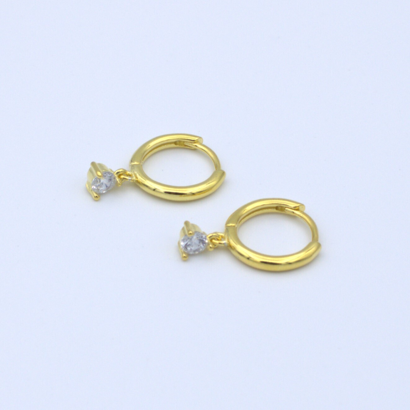 Tiny diamant hangend steentje oorbellen goud/925 sterling zilver