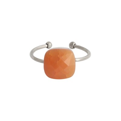 Orange stone ring zilver