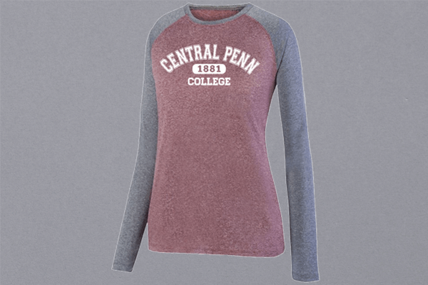 Central Penn College Ladies' Kinergy Two-Color Long-Sleeve Raglan T-Shirt
