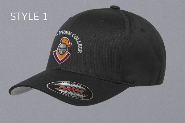 Central Penn College Flexfit Adult Wooly 6-Panel Cap, Color: Black, Size: S/M, Logo Style: Style 1