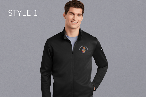 Central Penn College Nike Therma-FIT Full-Zip Fleece, Color: Black, Logo Style: Style 1