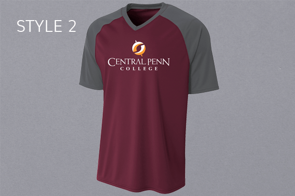 Central Penn College Adult Polyester V-Neck Strike Jersey with Contrast Sleeve