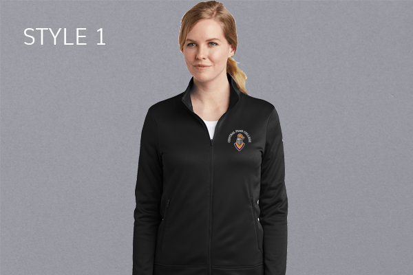Central Penn College Nike Ladies Therma-FIT Full-Zip Fleece, Color: Black, Logo Style: Style 1