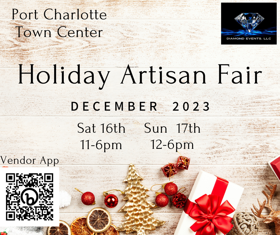 Arts Craft Fair 11-6pm Dec 16, 17th   Indoor Port Charlotte Mall Weekend 2 days