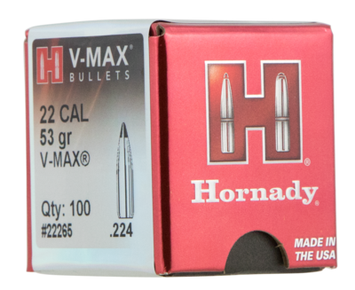 Hornady V-max, Horn 22265  Bull .224  53 Vmax              100/40